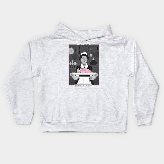 Mrs. White Kids Hoodie by Lucie Rice Illustration and Design, LLC